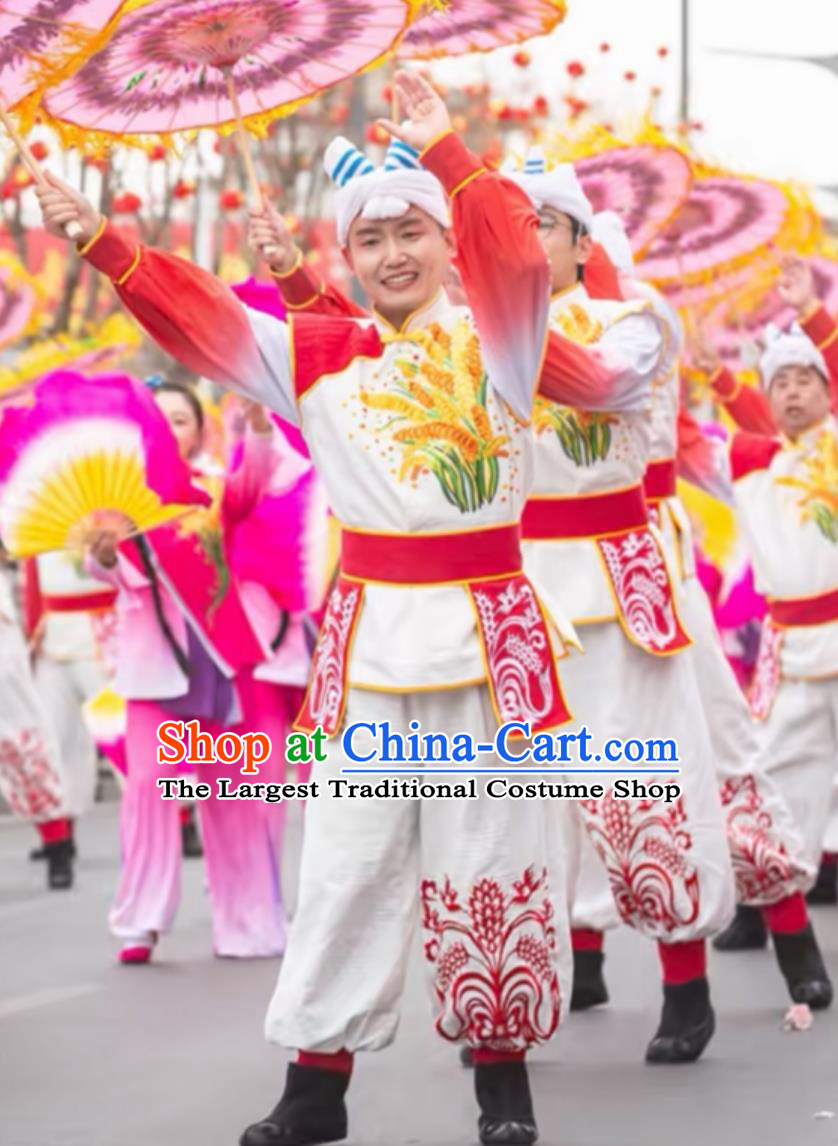 Men Yangko Competition Performance Outfit Shaanbei Yangko Dance Garment Chinese New Year Festive Yangko Costume
