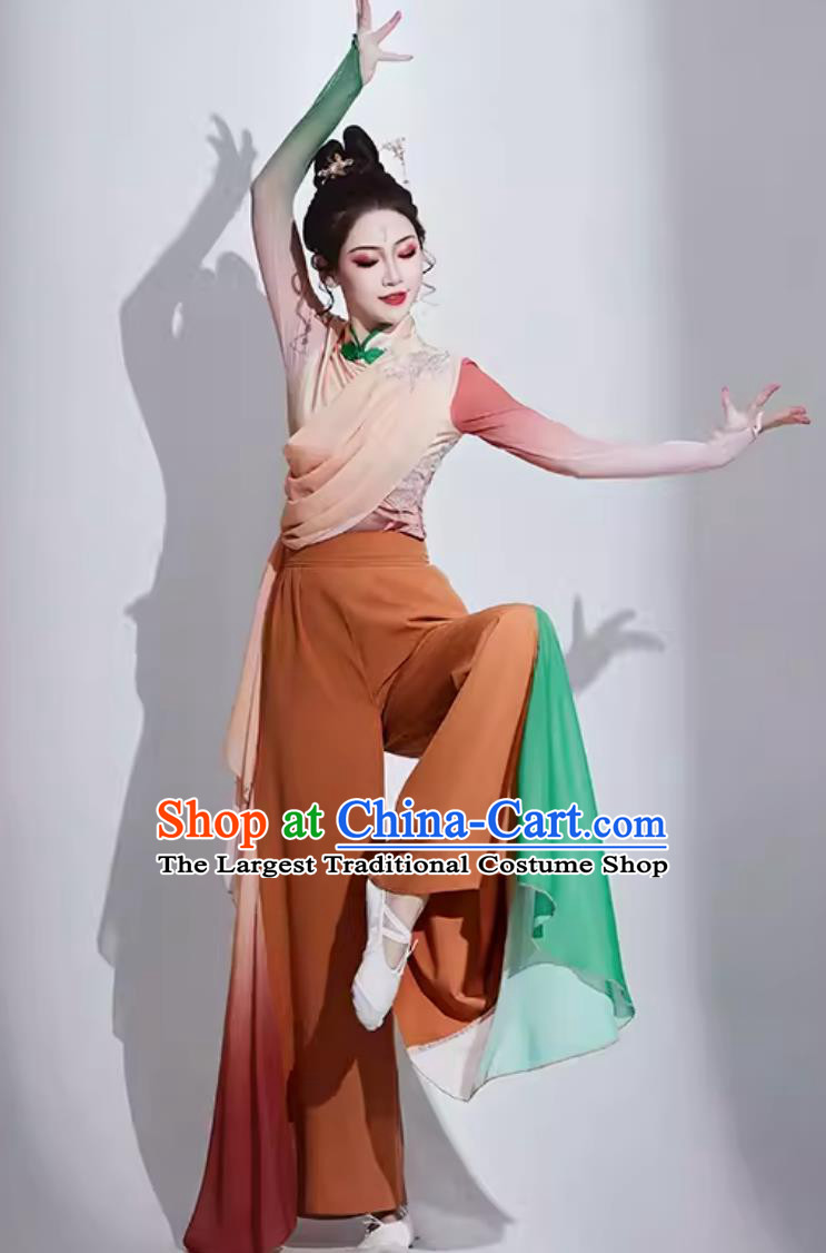 Chinese Classical Dance Clothing Han Tang Group Dance Outfit Yellow River Bank Reed Blossom Dance Costume