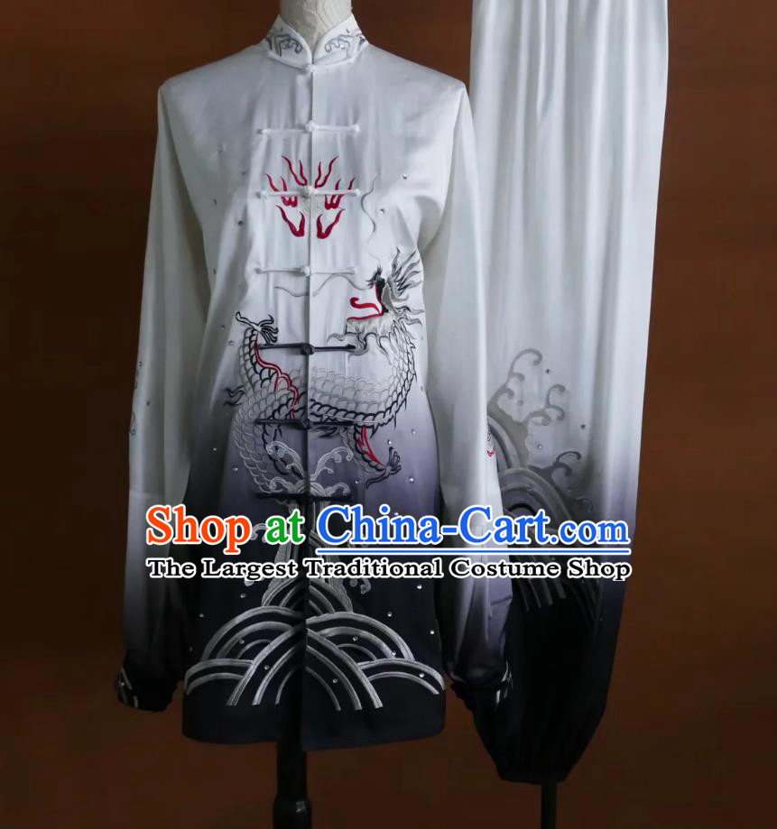 Dragon Embroidered Tai Chi Suit Kung Fu Performance Costume Taiji Uniform Competition Performance Clothing