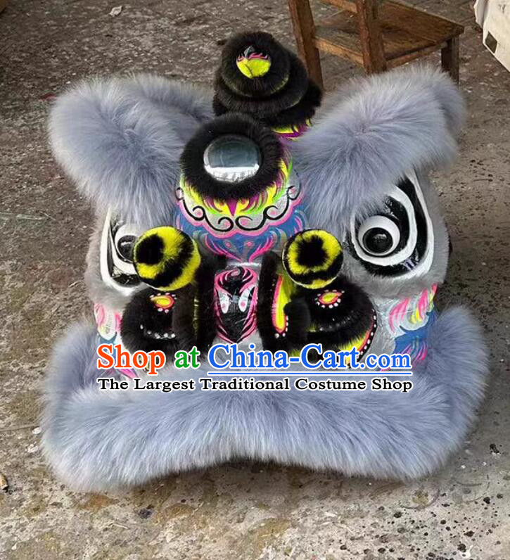 Chinese Lion Dance Prop Traditional Dancing Lion Costume Equipment Southern Lion Grey Wool Head Complete Set