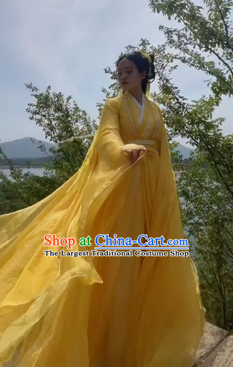 Traditional Yellow Hanfu Dress Song Dynasty Princess Costume Ancient Chinese Fairy Clothing