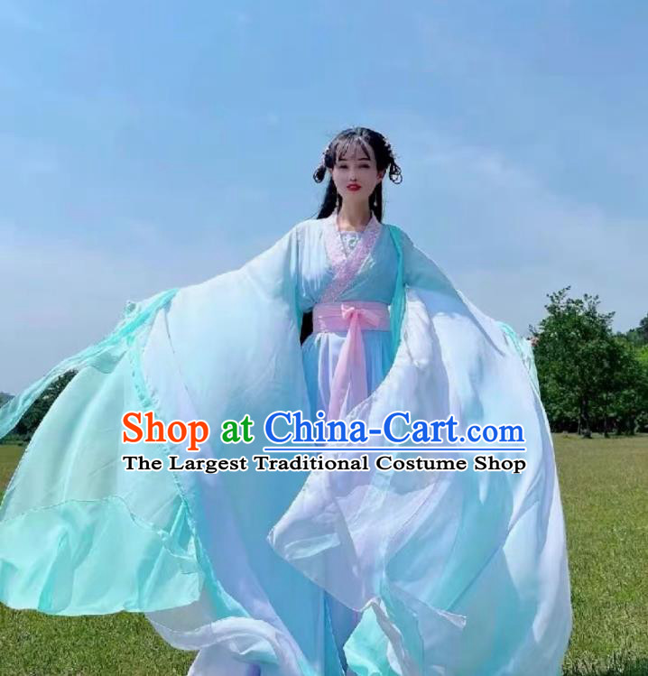 Traditional Light Blue Hanfu Dress Chinese Song Dynasty Princess Costume Ancient Fairy Clothing