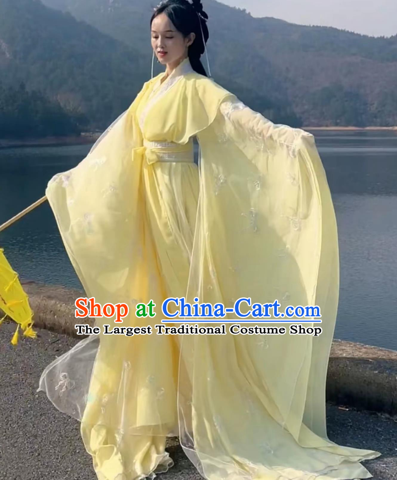 Ancient China Fairy Clothing Traditional Yellow Hanfu Dress Chinese Song Dynasty Princess Embroidered Costume