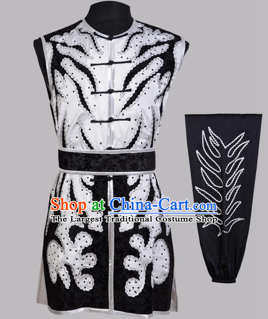 Nanquan Black White Contrast Competition Suit Kung Fu Clothing Chinese Wushu Martial Arts Uniform