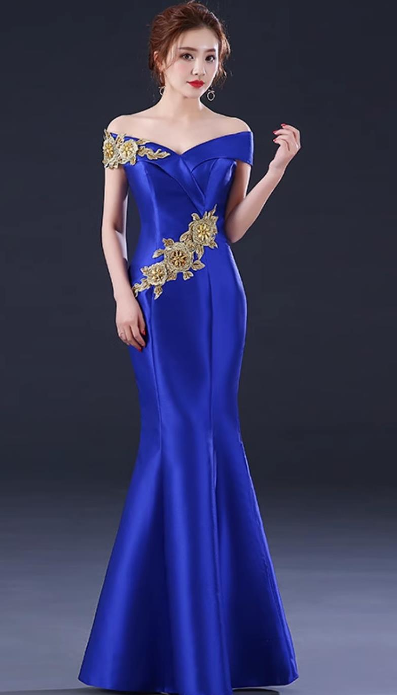 Chinese Style Banquet Evening Gown Mermaid Tail Slim Long Dress For Corporate Gala Stage Performance And Choir