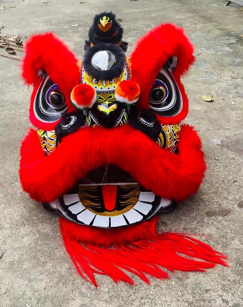 Top Red Wool Lion Dance Costume Traditional Chinese Festival Dance Fut San Lion Head and Clothes Complete Set