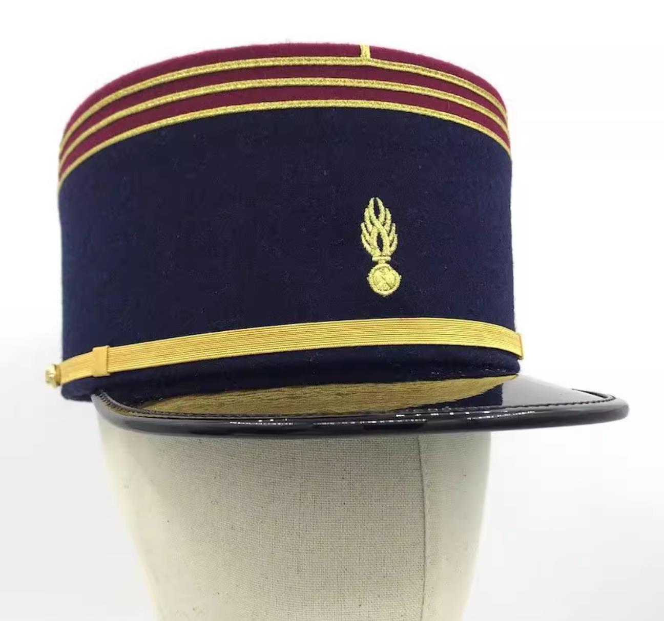 French Kepi Hat Round Cylinder Flat Top Cap European Replica Headdress