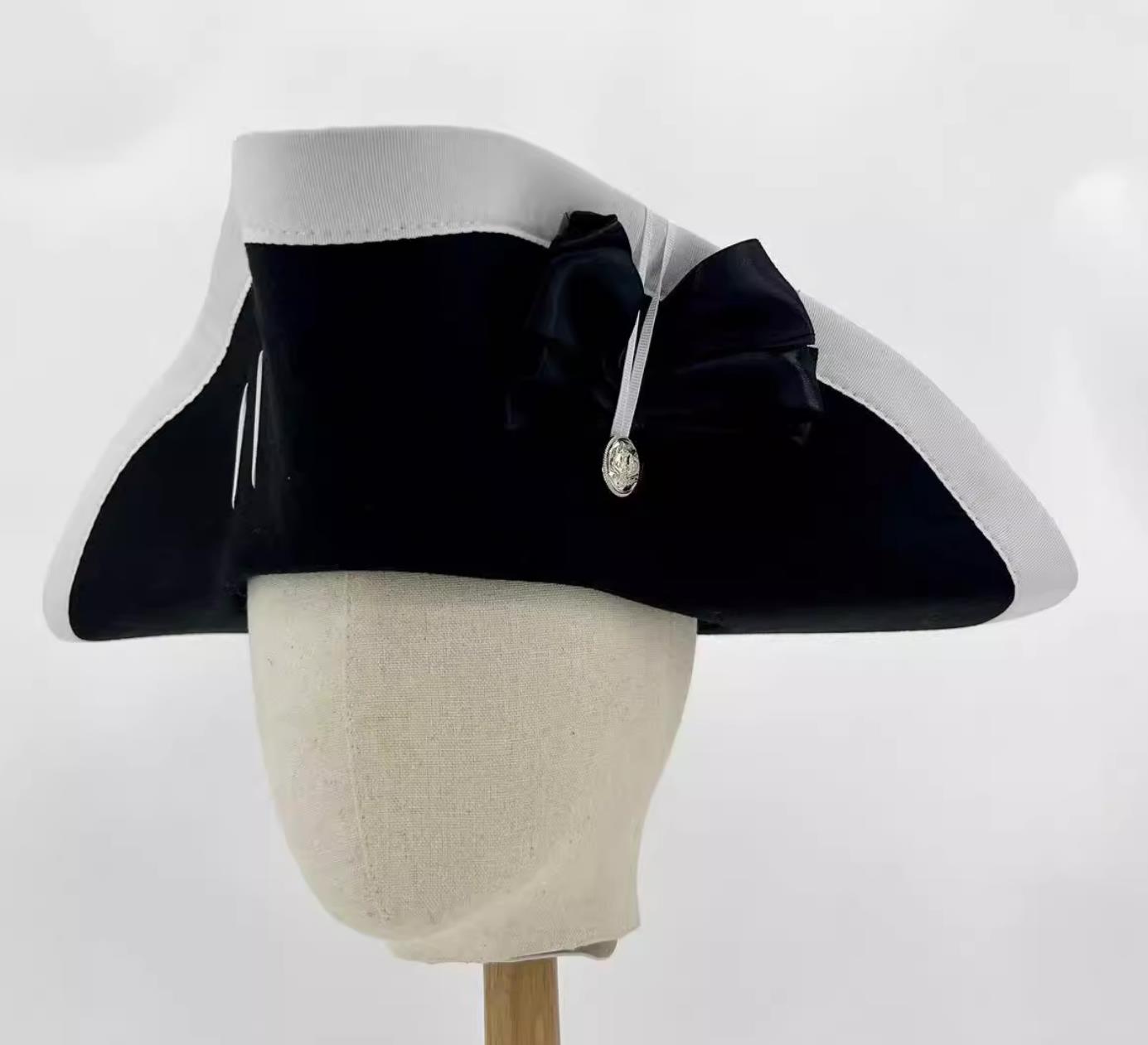 18th Century British Tricorne Hat Historical Replica Britain White Trim Hat