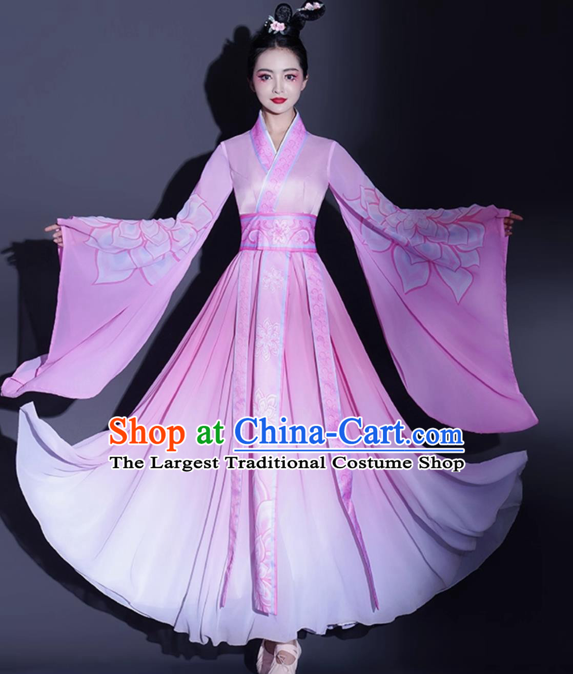 Women Chinese Style Han Tang Dynasty Ancient Hanfu Classical Dance Costume Wide Sleeve Flowing Fairy Dress Dance Attire