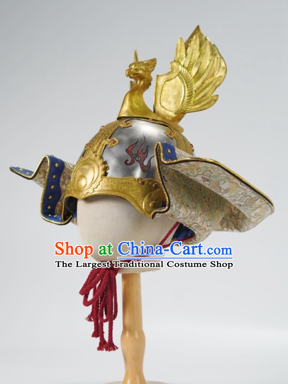 Chinese Armor Helmet Tang Dynasty Heavenly King Folded Ear Helmet Hand Chiseled Armor Helmet Museum Collection