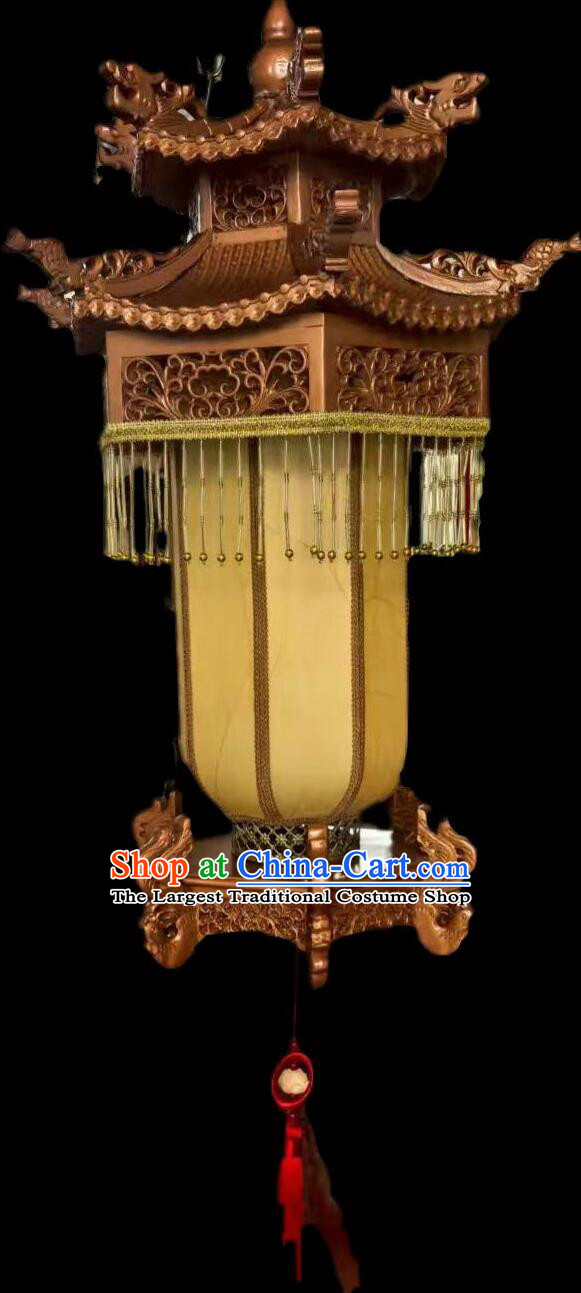 Full Handmade Wood Carving Lantern Traditional Chinese Lamp Giant Palace Lantern Temple Hanging Lamp