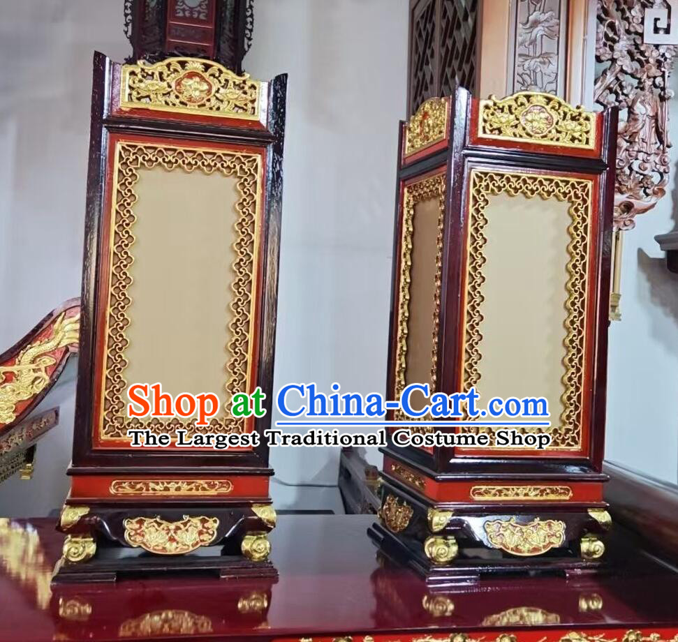 Handmade Wood Desk Lantern Traditional Chinese Lamp Ancestral Hall Offering Table Lamp