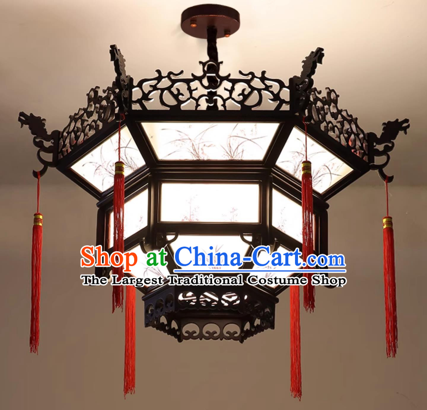 Large White LED Palace Lantern Chinese Wood Vintage Lamp Ancient Hall Restaurant Teahouse Temple Lantern