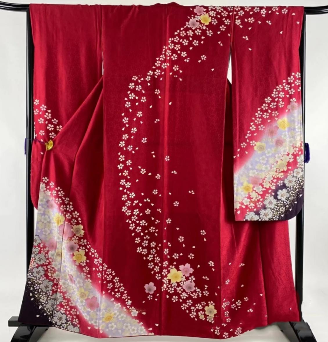 Japanese Traditional Women Formal Silk Furisode Kimono Kyoto Costume