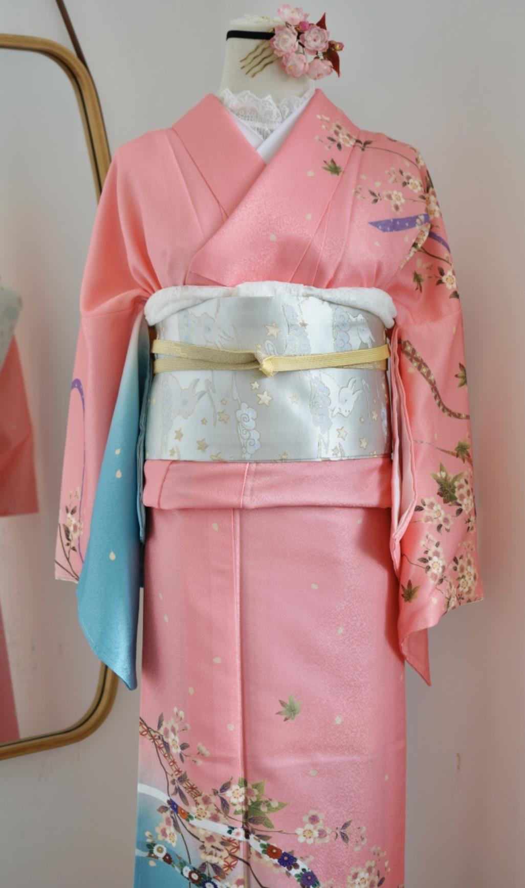 Japanese Authentic Women Houmongi Kimono Formal Attire