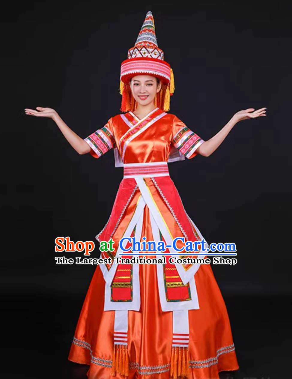 Yao Ethnic Women Ceremonial Dress Traditional Chinese Minority Dance Performance Costume