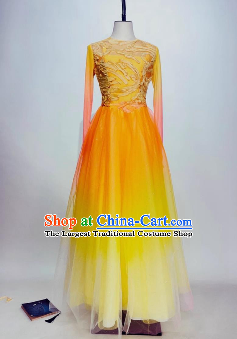 Golden Years Stage Performance Costume Chinese Gala Opening Dance Attire Women Group Dance Dress