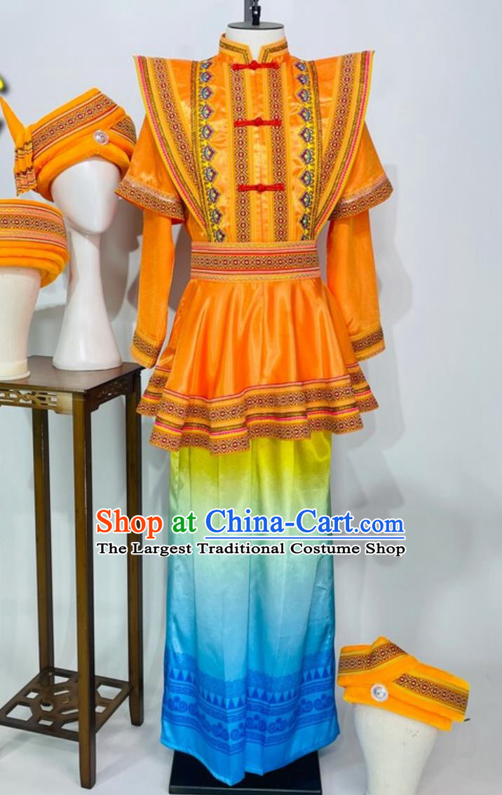 Minority Group Ceremonial Dance Attire Tujia Ethnic Male Costume Chinese Traditional Style Stage Performance Outfit