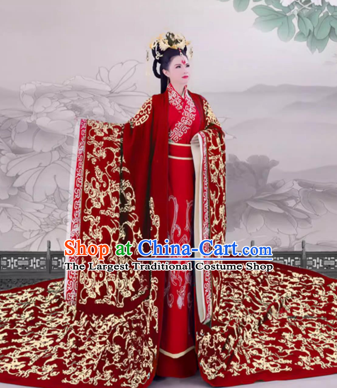 Ancient Chinese Dress Wedding Hanfu Zhou Dynasty Bride Embroidered Red Gown