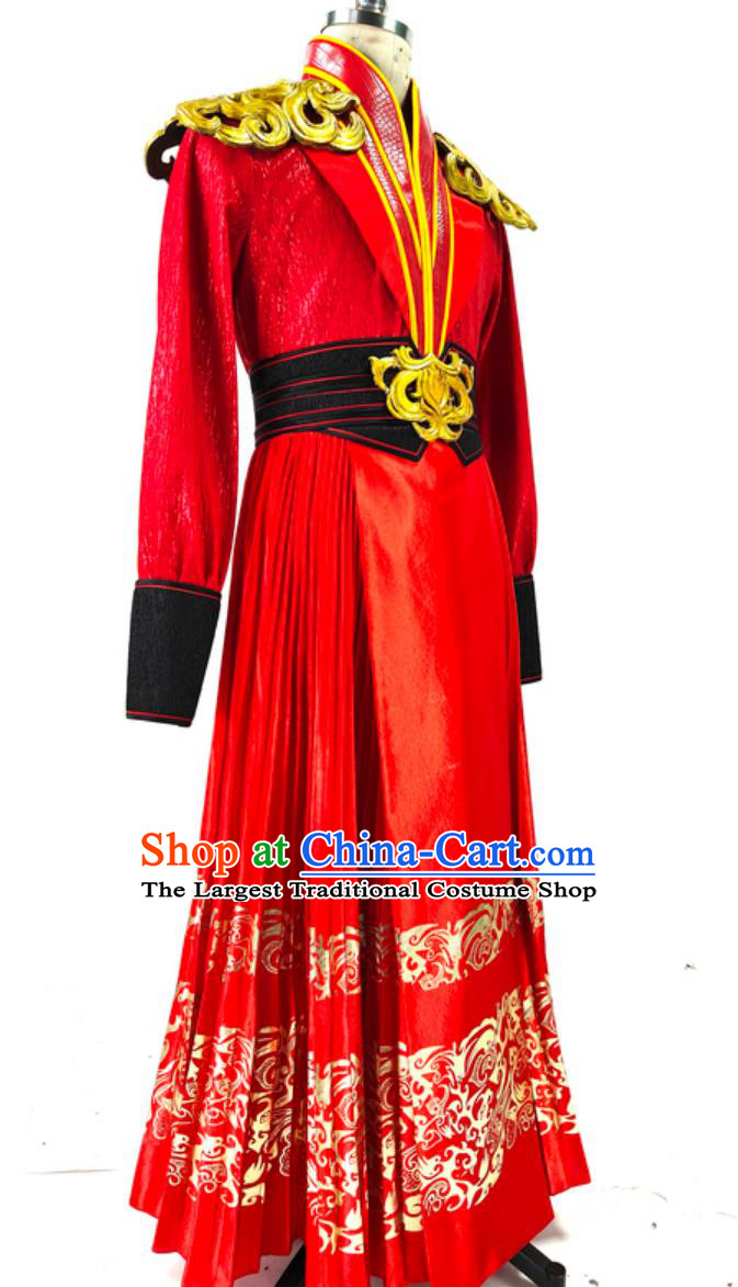 Drum Performance Men Battle Costume Chinese Gala Opening Dance Classical Stage Attire Ancient Style Hero Clothing