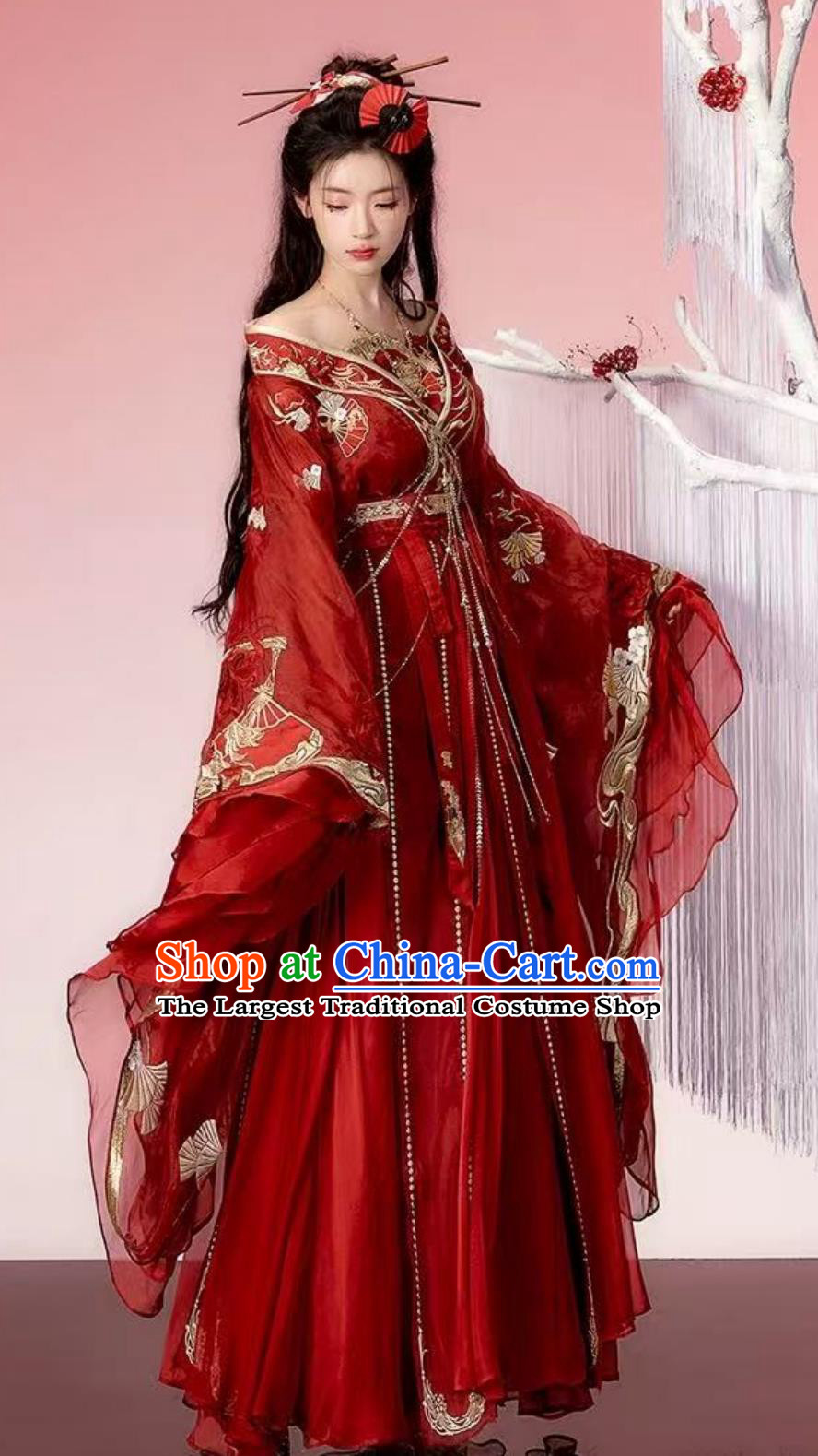 Red Hanfu Red Spider Lily Southern Northern Dynasties Heavy Embroidery Wedding Dress Traditional Chinese Costume