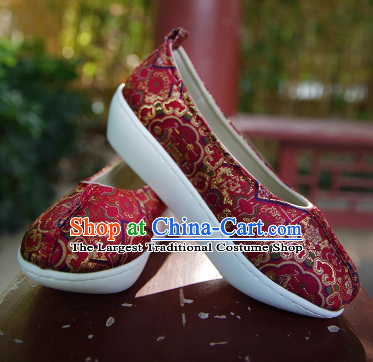 Red Dengyun Shoes Hanfu Shoes For Women Tang Jinbao Chinese Brocade Shoes
