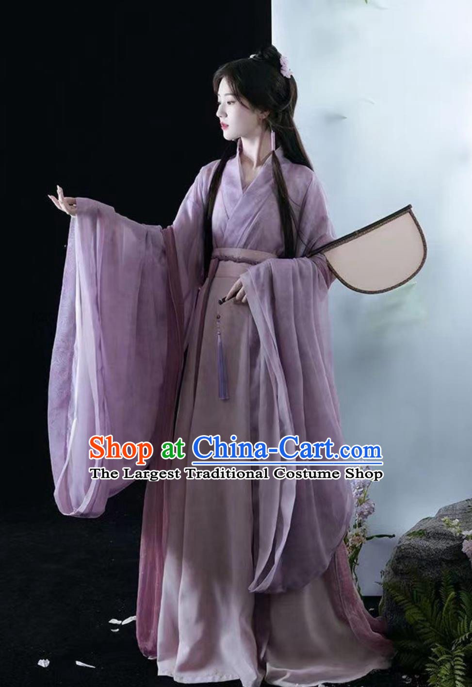 Wei Jin Women Hanfu Wide Sleeve Chinese Style Eight Panel Skirt Traditional Costume