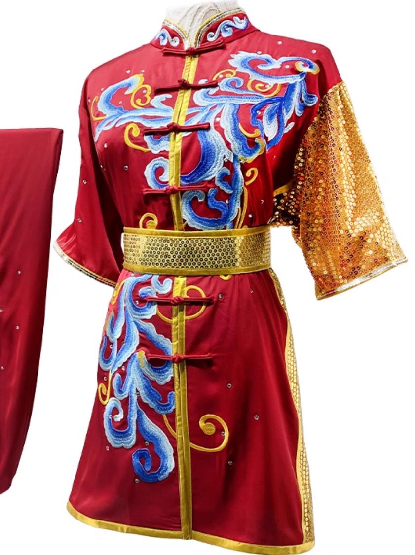 Professional Changquan Performance Red Uniform Wushu Competition Outfit Embroidery Martial Arts Costume
