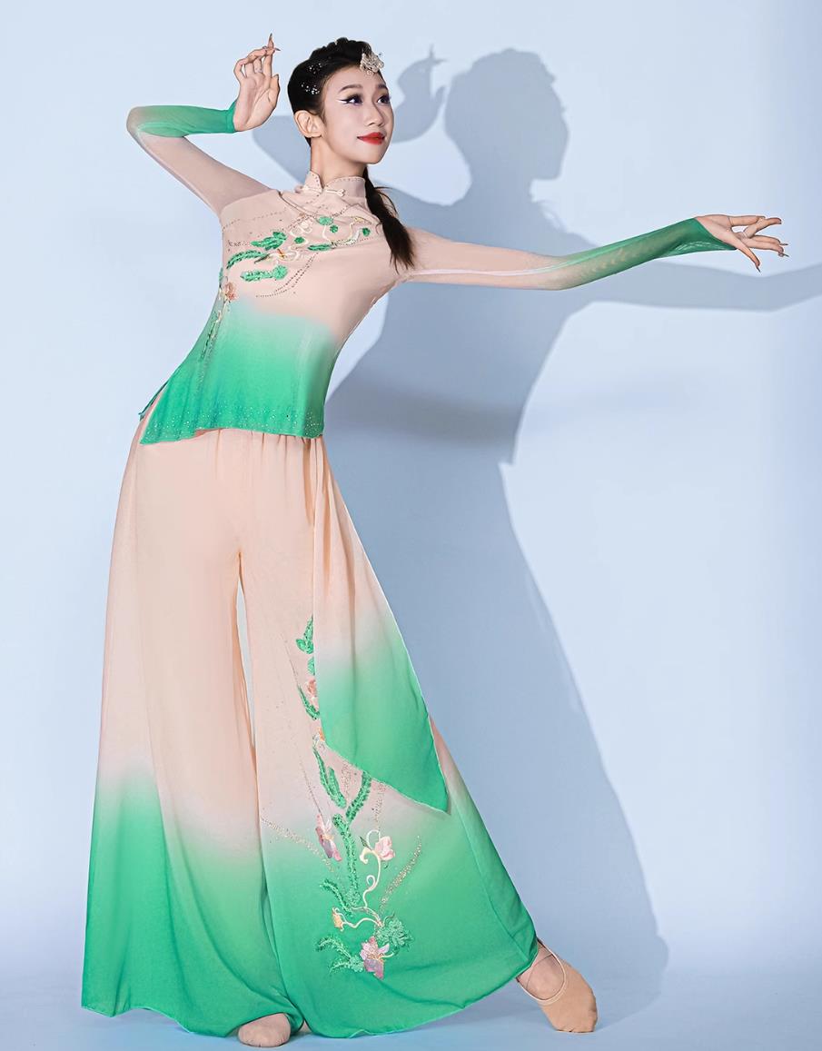 Jiaozhou Yangko Dance Clothing Ode To The Lotus Dance Performance Costume Classical Dance Chinese Fan Dance Outfit