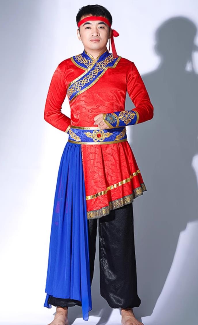 Mongolian Ethnic Clothing Male Drum Performance Costume Chinese Opening Dance Outfit