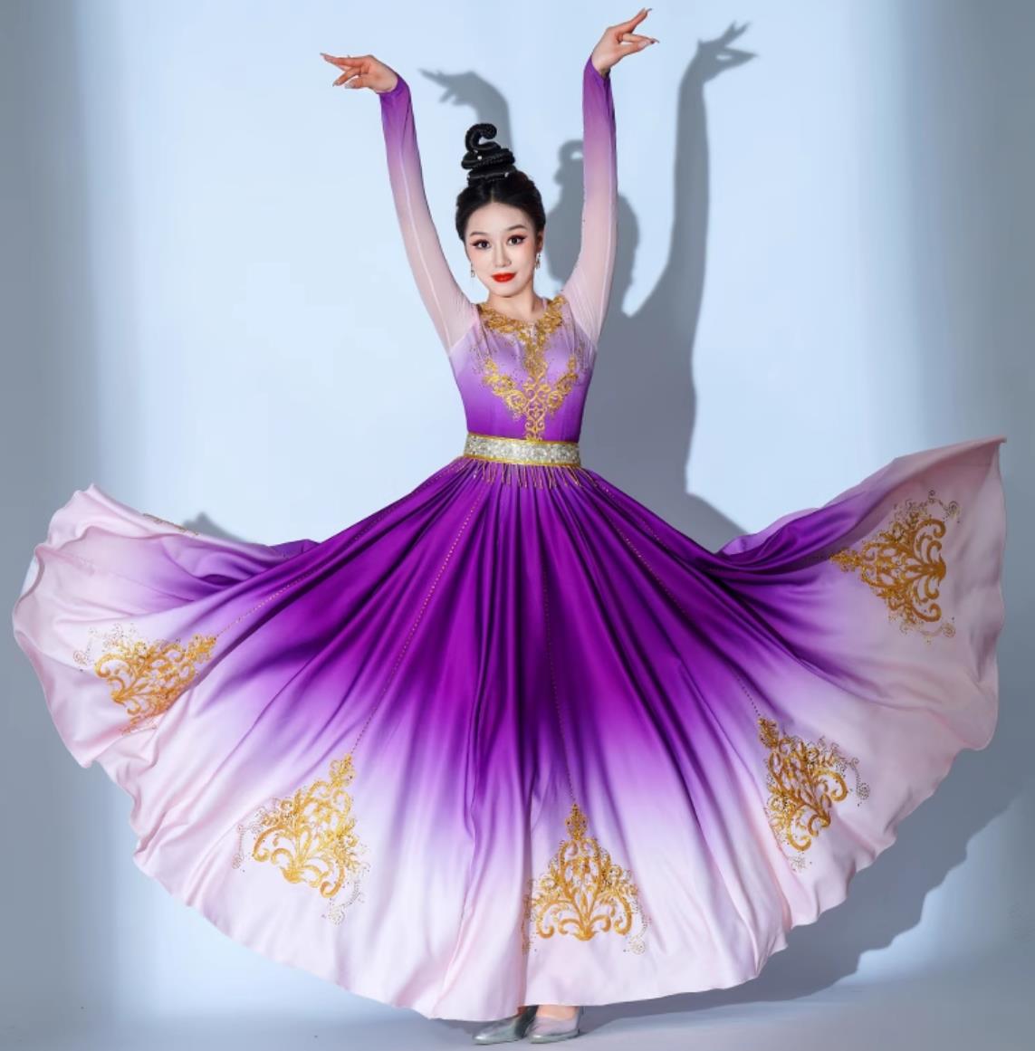 Ethnic Costume Women Xinjiang Dance Performance Dress Uyghur Dance Chinese Ethnic Minority Clothing