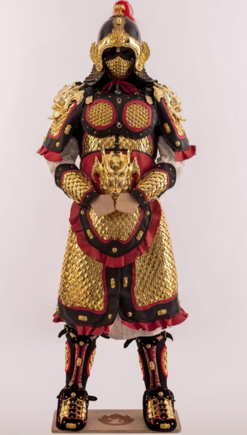 Chinese Ming Dynasty Armor Costumes Ancient China General Golden Helmet and Armour Complete Set