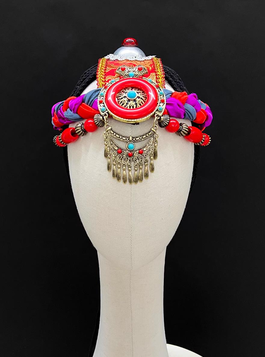 Mi Guang Tibetan Dance Headdress Zang Minority Hair Accessories Tao Li Cup Women Solo Dance Headwear