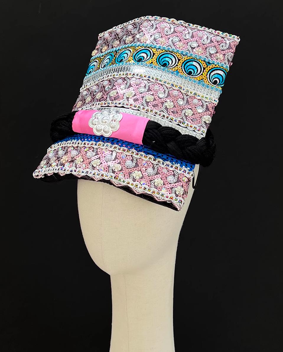 Qiang Female Performance Headdress Chinese Qiang Ethnic Dance Hat
