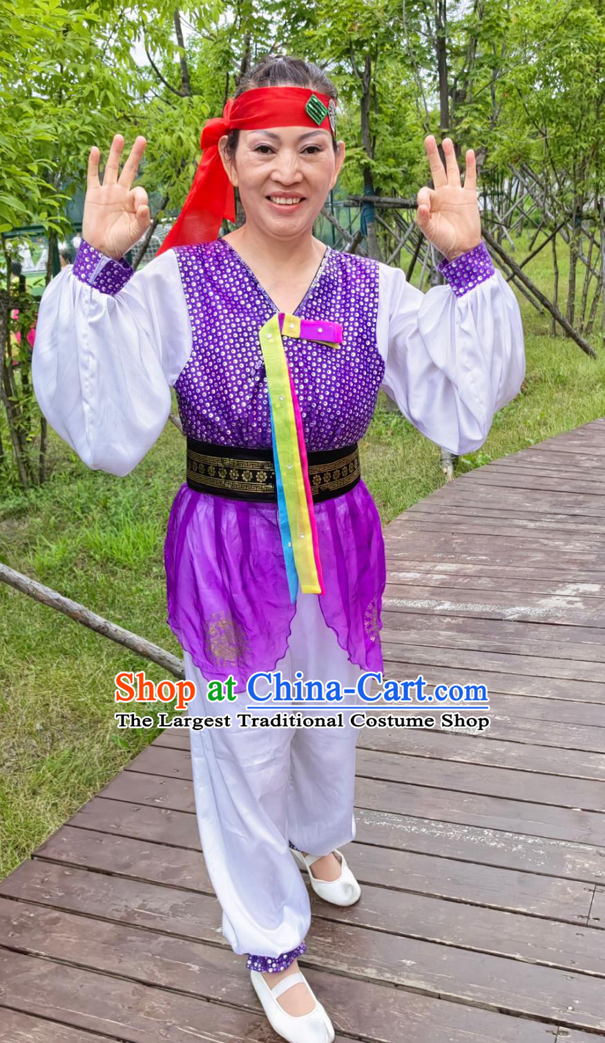 Chinese Chaoxian Ethnic Folk Dance Outfit Korean Traditional Clothing Sangmo Dance Costume