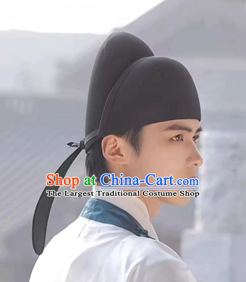 Song Dynasty Futou With Hanging Tail Round Collar Robe Qingpingyue Style Chinese Handcrafted Historical Hat