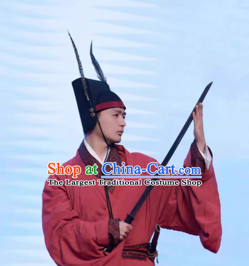 Han Dynasty Military Official Helmet Wu Bian Da Guan Traditional Chinese Armor Hat Hanfu Headwear