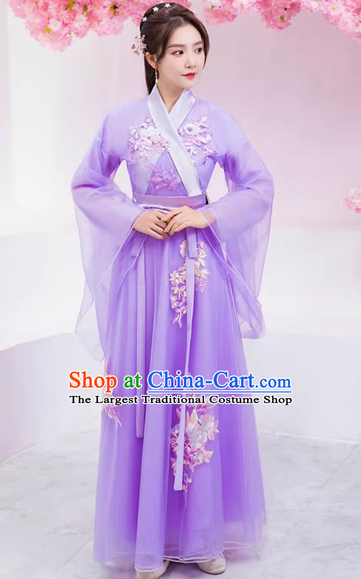 Film Zixia Fairy Dress Ancient Women Purple Hanfu Chinese Classic Wide Sleeve Dance Costume