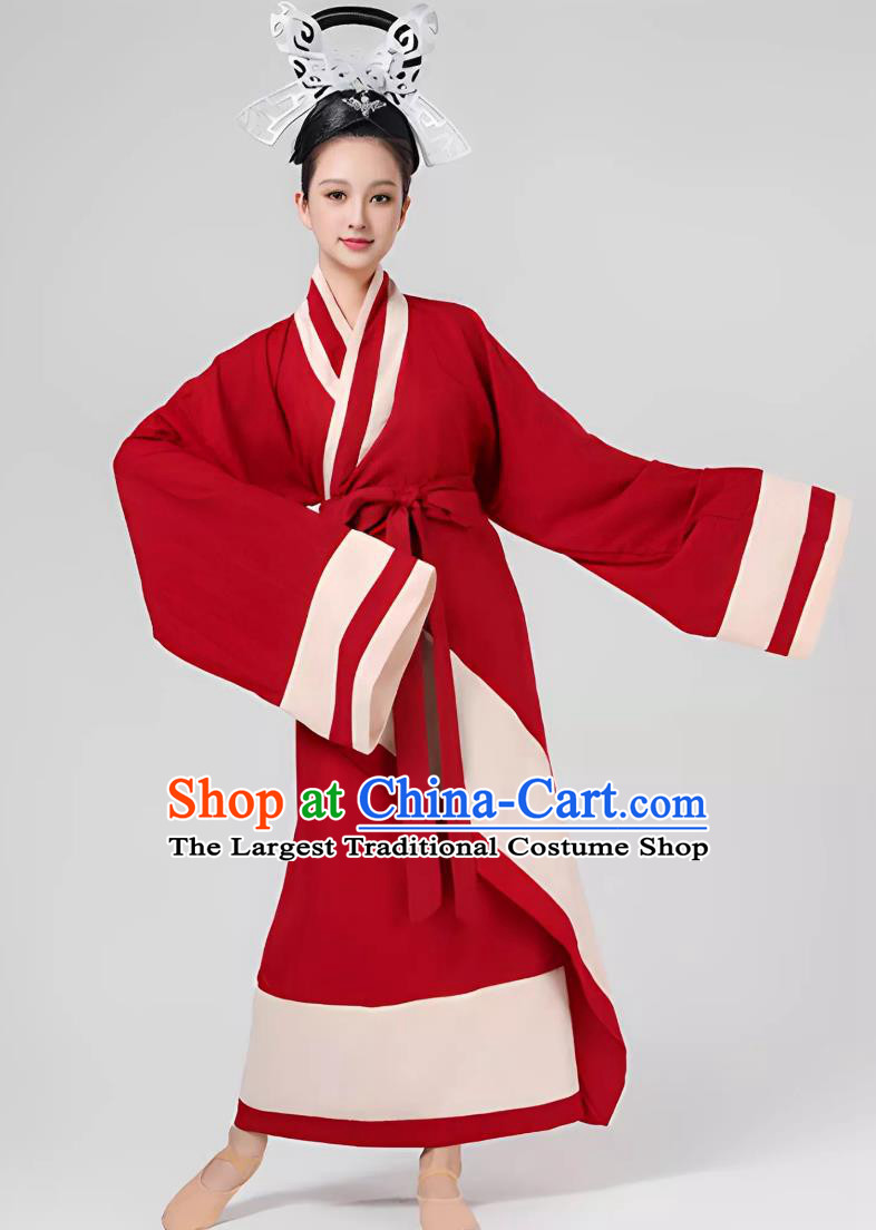 Han Dancing Beauty Han Dynasty Quju Robe Drum Dance Flying Swallow Costume Stage Performance Wine Red Ancient Hanfu Dress