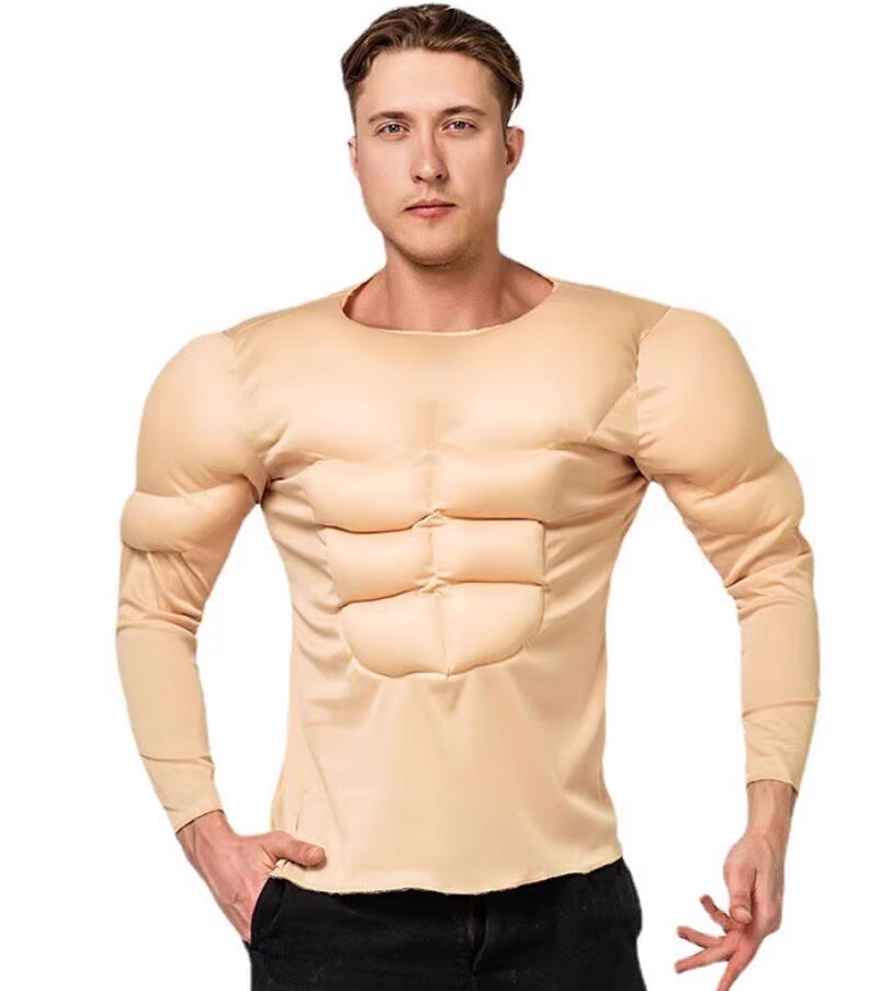 Christmas Muscle Shirt Muscle Man T Shirt Halloween Party Cosplay T Shirt Stage Performance Costume