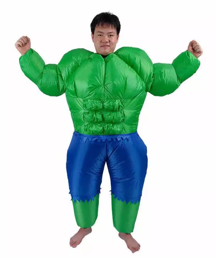 Muscle Man Inflatable Costume Halloween Party Cosplay Stage Performance Clothing Green Muscle Jumpsuit