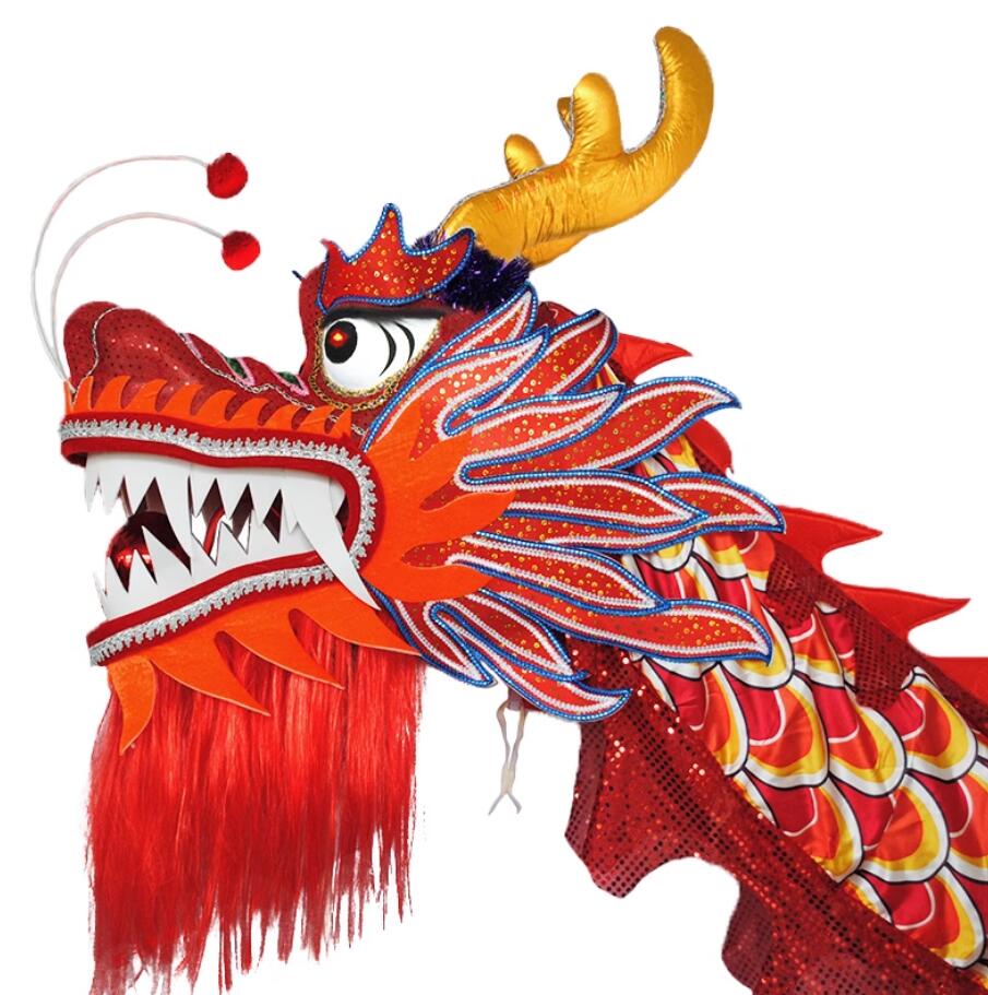 Lantern Festival Dancing Dragon Prop Chinese Dragon Dance Clothing Red Satin Dragon Dance Costume Complete Set