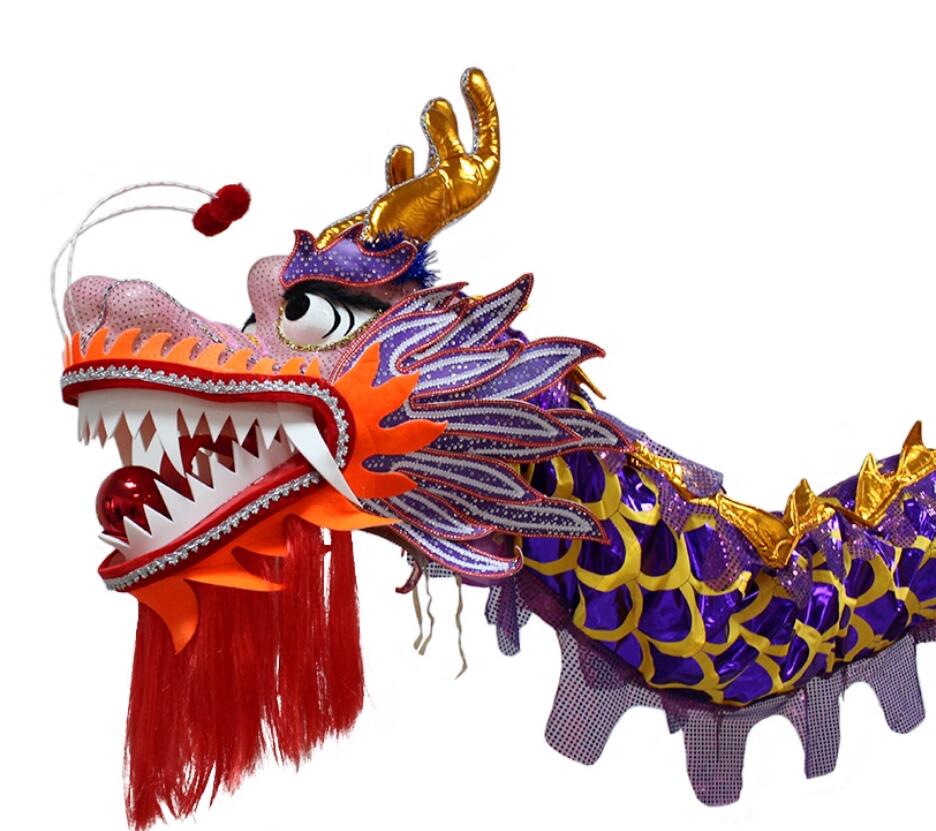 Purple Dragon Dance Costume Lantern Festival Dancing Dragon Prop Chinese Dragon Dance Clothing Complete Set
