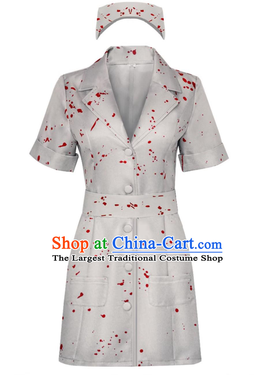 Female Nurse Cosplay Costume Horror Zombie Nurse Role Play Dress