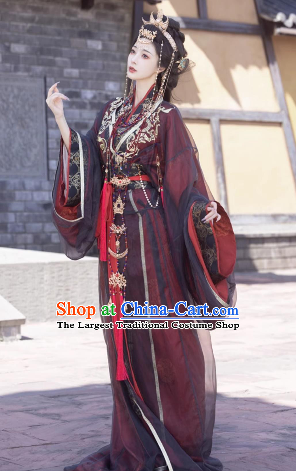 Hanfu Black Red Dress Mashan Chu Tomb Zhiju Traditional Chinese Costumes Warring States Robe