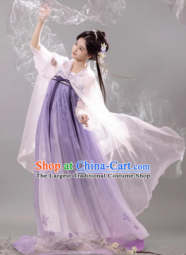 Tang Dynasty Hanfu Women Purple Ruqun Traditional Chinese Costumes Ancient Princess Clothing