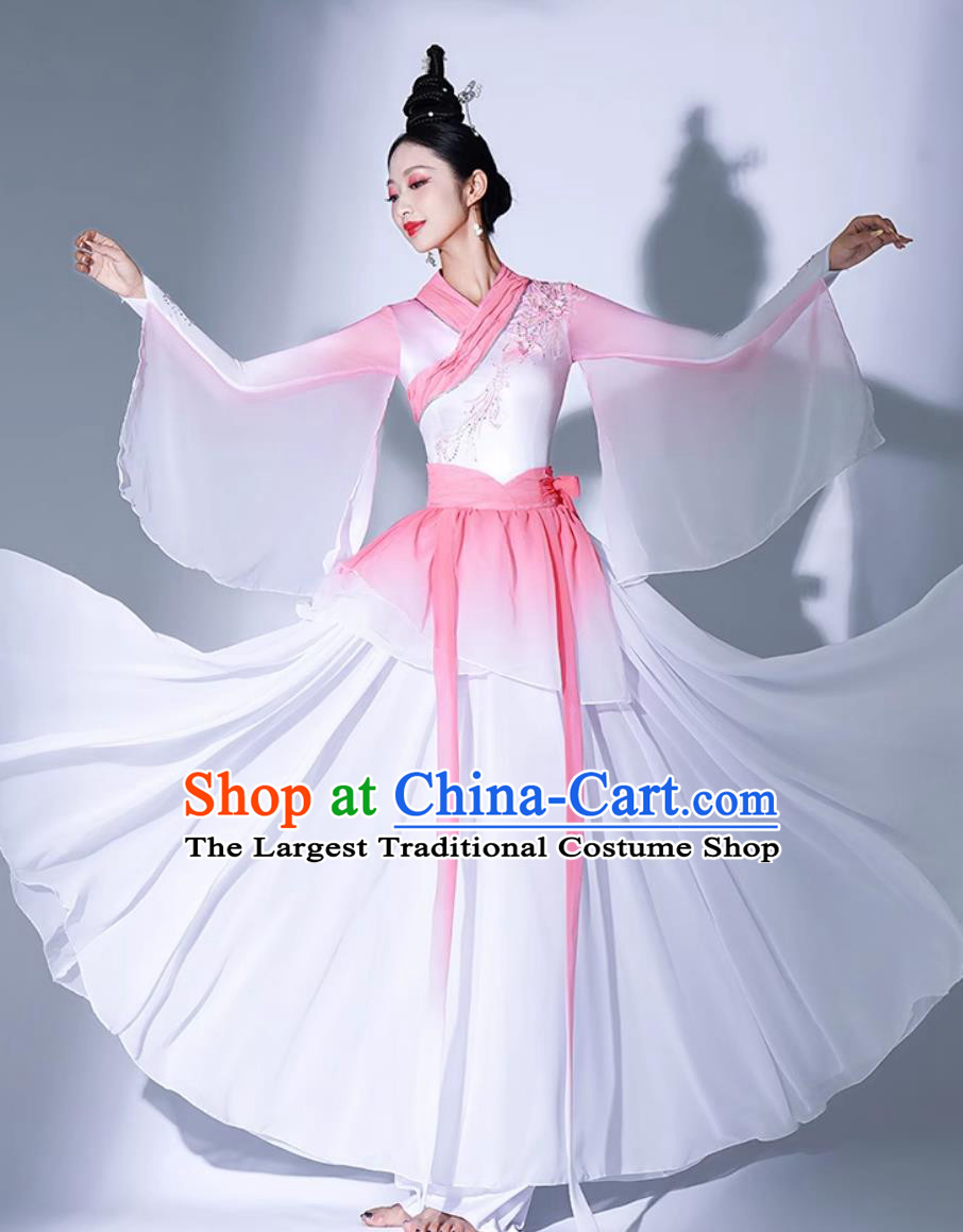 Calling Fish Song Performance Costume Hanfu Dance Attire Chinese Classical Dance Pink Chiffon Dress