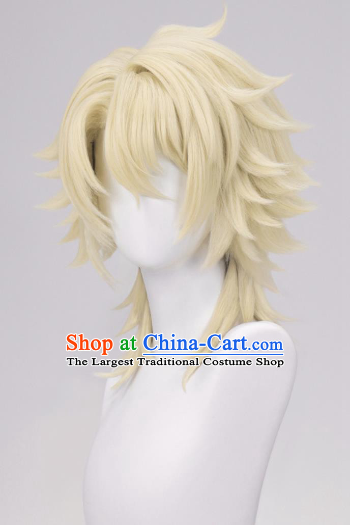 Genshin Impact Varka Cosplay Wig Layered Sideburns Flip Hair Halloween Headdress