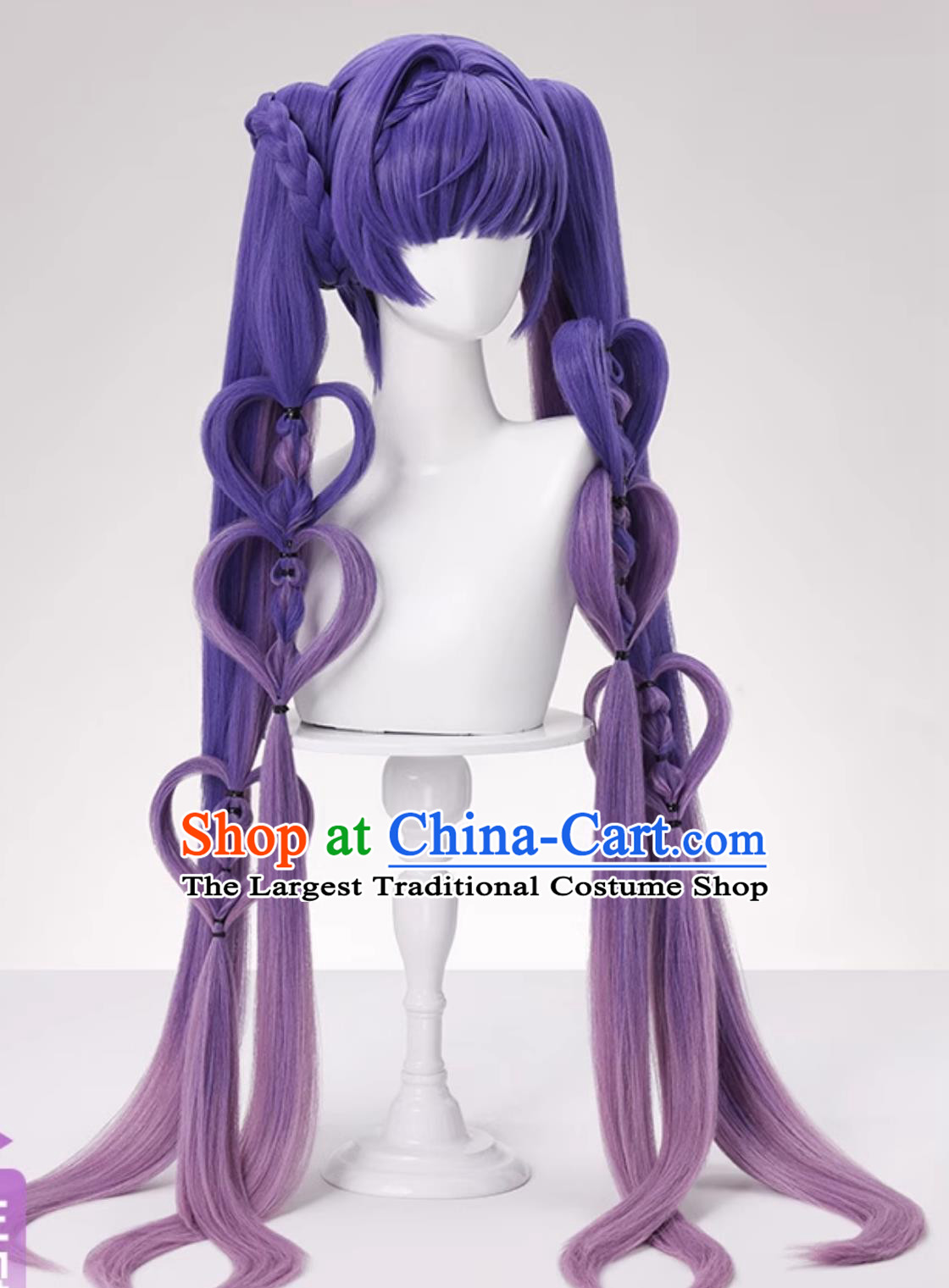 Honor Of Kings Angela Kuromi Heart Cosplay Wig Twin Tails Purple Hair Halloween Hairpiece