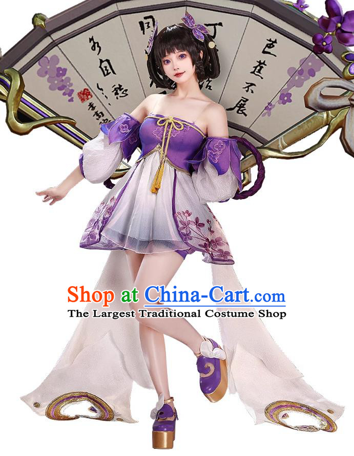 Honor Of Kings Cosplay Costume Xiao Qiao Lilac Knot Dress Cosplay Game Womens Clothing